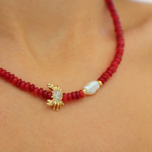 Coral Crab Necklace
