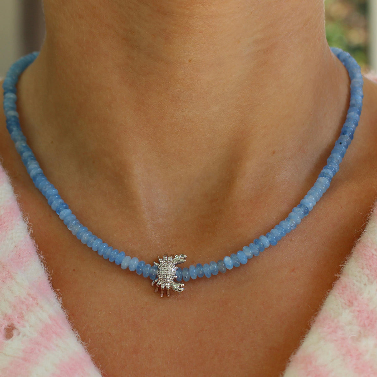 Aquamarine Crab Necklace
